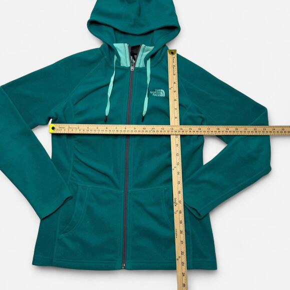 The North Face Womens Teal Full Zip Fleece Hoodie Jacket Size Small Outdoor - Picture 8 of 8